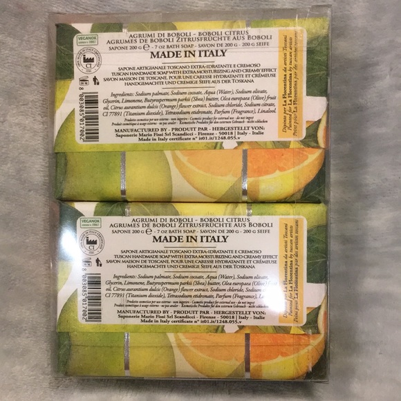 Citrus Scented Hand Soap Made in Italy by La Florentina Set of Two 7oz Bars NWT - Picture 9 of 16